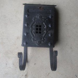 Vintage Black Cast Iron Wall Mount Wall Hanging Mailbox